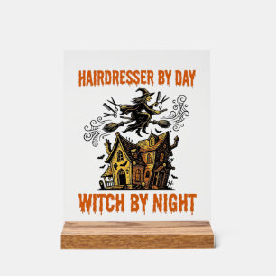 Hairdresser Witch Halloween Vintage Salon Shirt_1 Acrylic Sign
