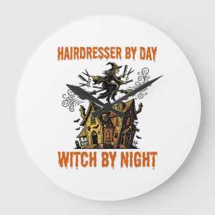 Hairdresser Witch Halloween Vintage Salon Shirt_1 Large Clock