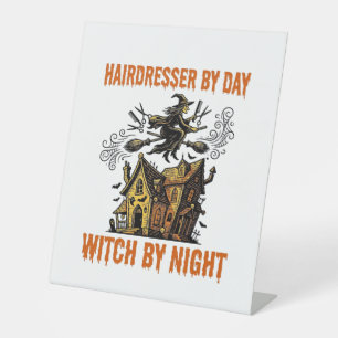 Hairdresser Witch Halloween Vintage Salon Shirt_1 Pedestal Sign