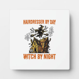 Hairdresser Witch Halloween Vintage Salon Shirt_1 Plaque