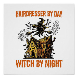 Hairdresser Witch Halloween Vintage Salon Shirt_1 Poster
