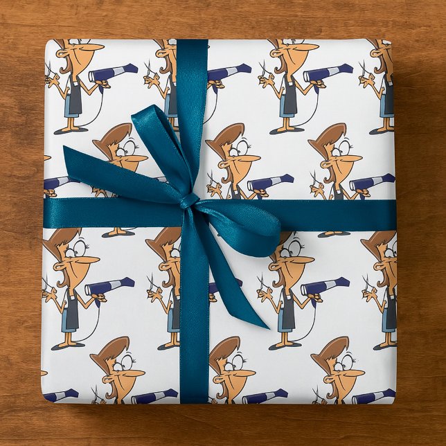 Hairdresser With Scissors Wrapping Paper (Creator Uploaded)