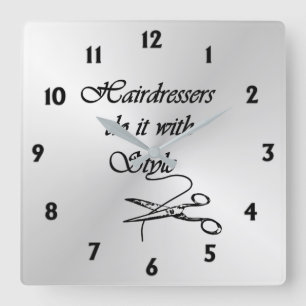 Hairdressers  Twelve Numbers Square Wall Clock