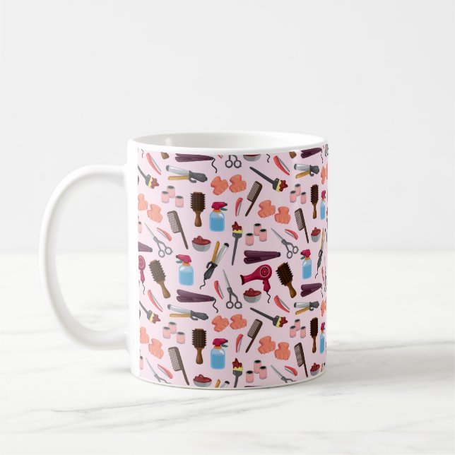 hairdressing KIT seamless pattern Coffee Mug (Left)