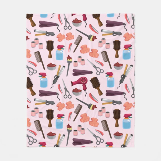 hairdressing KIT seamless pattern Fleece Blanket (Front)