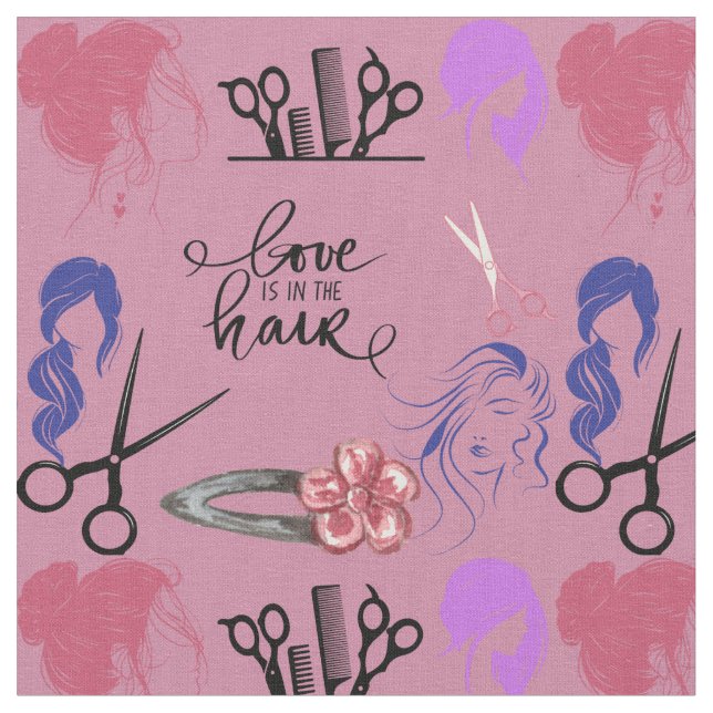 Hairdressing themed fabric | styles | scissors  (Close Up)