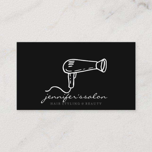 Hairdryer Hairstylist Simple Cute Logo Business Card (Front)