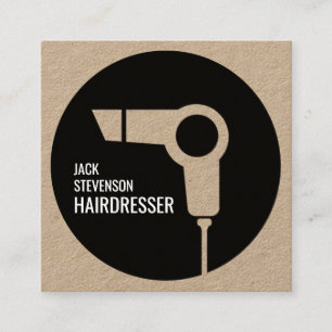 Hairdryer sign hairdressers style kraft square business card