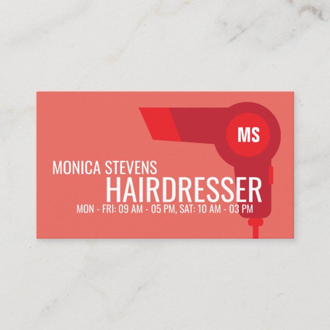 Hairdryer vector cover red tone business card (Front)