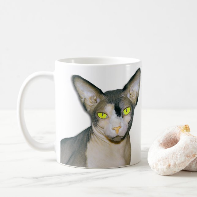 Hairless Cat named Sphynx Cat Ninja Coffee Mug (With Donut)