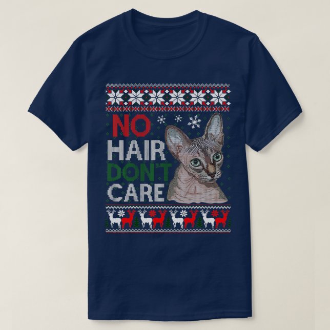 Hairless Cat Ugly Christmas Sweater Sphynx Cat  (Design Front)