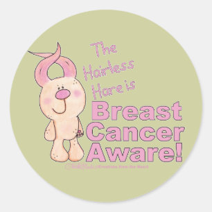 Hairless Hare is Breast Cancer Aware Classic Round Sticker
