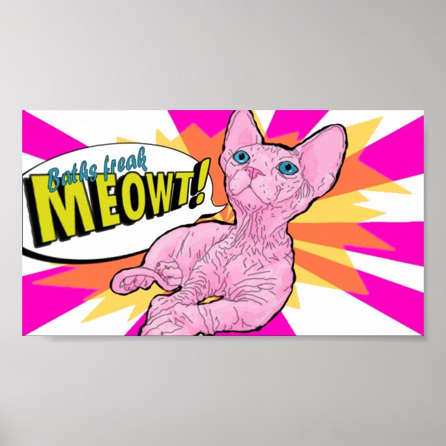 Hairless kitten Pop art Poster (Front)