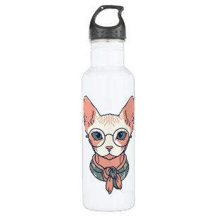 Hairless Sphynx Cat wearing glasses 710 Ml Water Bottle