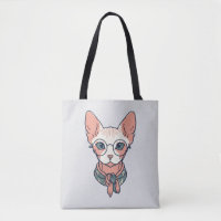 Hairless Sphynx Cat wearing glasses