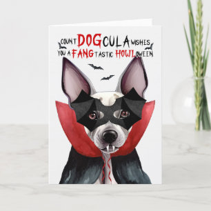 Hairless Terrier Funny Count DOGcula Halloween Holiday Card