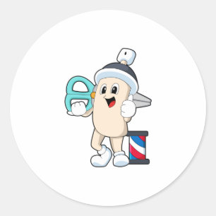 Hairspray as Hairdresser with Scissors Classic Round Sticker