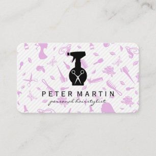 Hairspray Bottle and Scissors   Salon Pattern Business Card