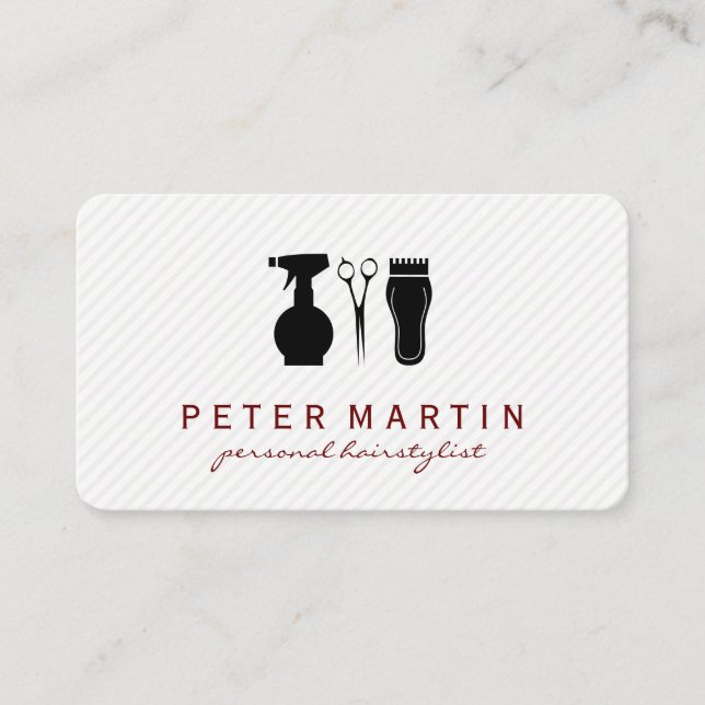 Hairspray Bottle, Shears, Clippers Business Card (Front)