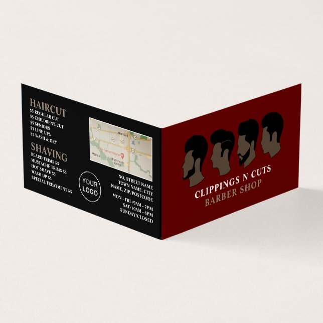Hairstyles, Men's Barbers Detailed Loyalty Card, Business Card (Outside)