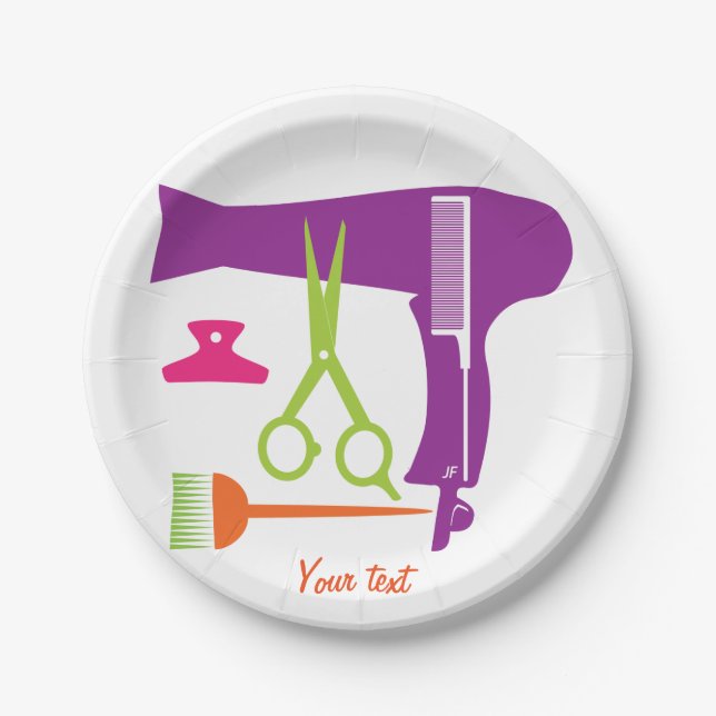 Hairstyles tools paper plate (Front)