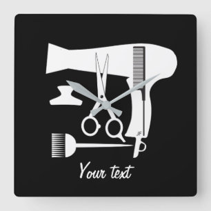 Hairstyles tools square wall clock