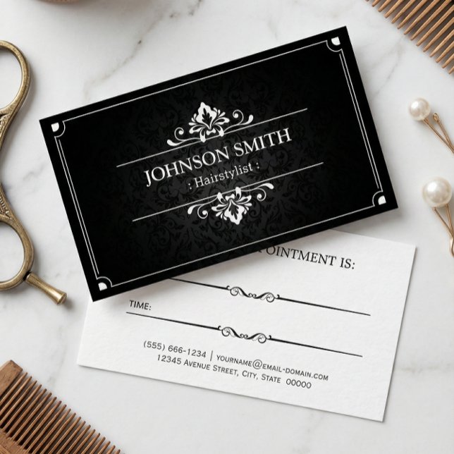 Hairstylist Appointment Card - Shadow of Damask (Creator Uploaded)