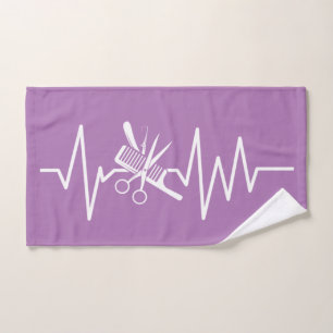 Hairstylist - Barber Scissors Comb Heartbeat Hand Towel