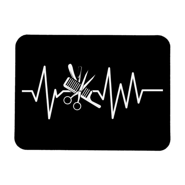 Hairstylist - Barber Scissors Comb Heartbeat Magne Magnet (Horizontal)