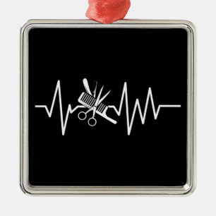 Hairstylist - Barber Scissors Comb Heartbeat Metal Tree Decoration