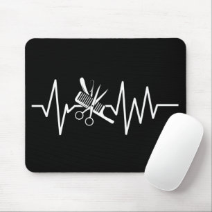Hairstylist - Barber Scissors Comb Heartbeat Mouse Mat