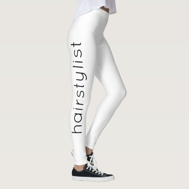 Hairstylist Black White Modern Stylish Spa Salon Leggings (Right)