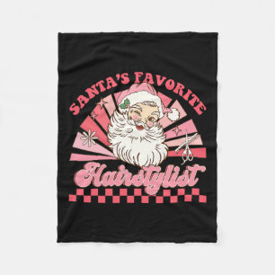 Hairstylist Christmas Santa Claus Vintage Xmas Hai Fleece Blanket