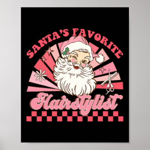 Hairstylist Christmas Santa Claus Vintage Xmas Hai Poster