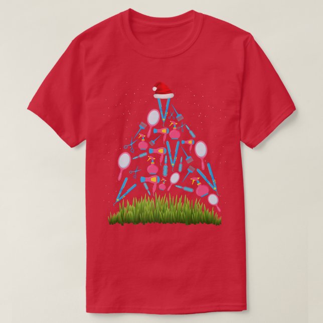 Hairstylist Christmas Tree Funny Hairdresser Xmas  T-Shirt (Design Front)