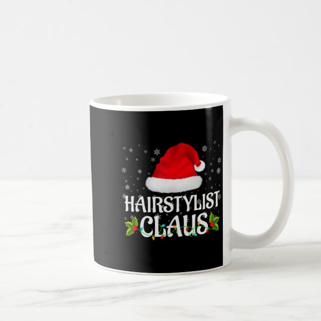 Hairstylist Claus Christmas Lights Pajama Family M Coffee Mug (Right)