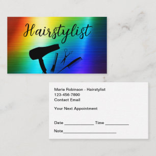 Hairstylist Colourful Trendy Appointment Reminder Business Card