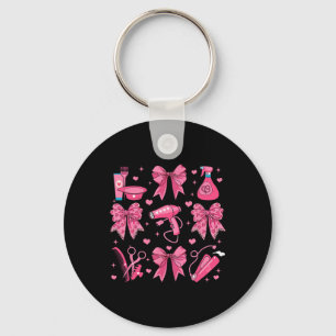 Hairstylist Coquette Valentine Pink Bow Salon Love Key Ring