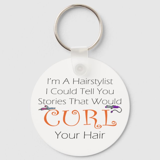 Hairstylist Curl Hair Key Ring (Front)