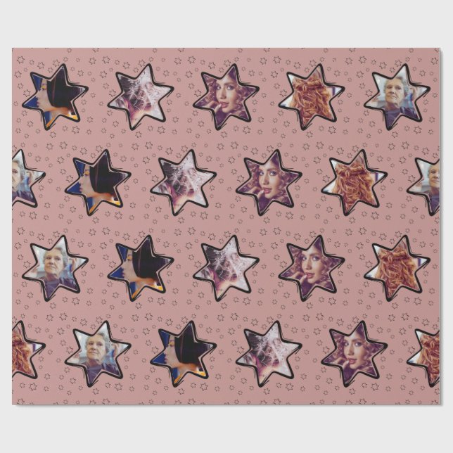Hairstylist Custom Photo Christmas Stars  Wrapping Wrapping Paper (Flat)