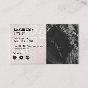 Hairstylist   Damask Chic Pattern Loyalty Card