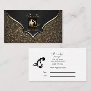 Hairstylist Elegant Black & Gold Design Business Card