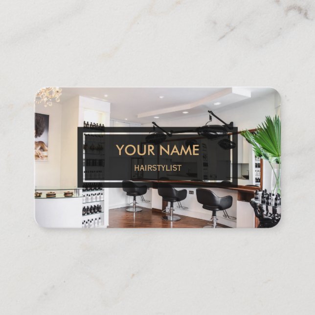 Hairstylist (Elegant Photo Overlay) Business Card (Front)