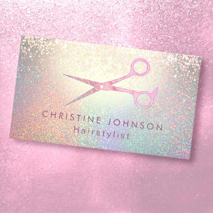 hairstylist faux colourful glitter effect business card