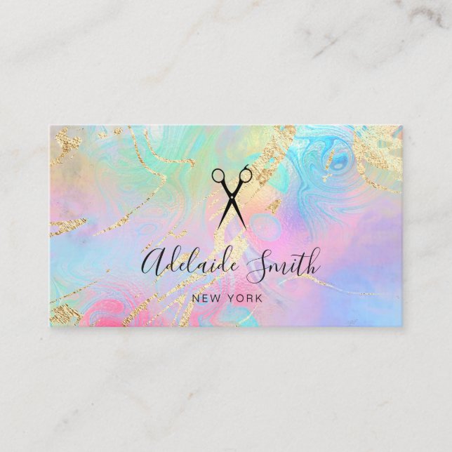 hairstylist FAUX holographic effect Business Card (Front)
