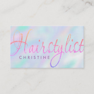 hairstylist faux iridescent appointment card