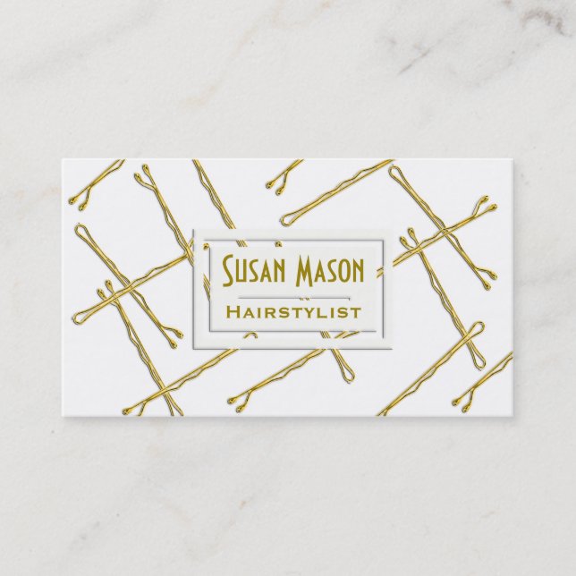Hairstylist Gold Bobby Pins Appointment Card (Front)