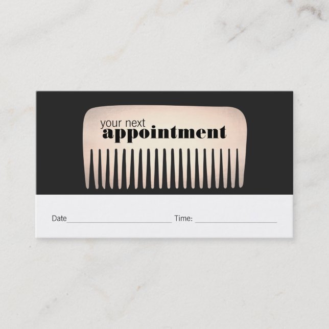 Hairstylist Gold Comb Hair Salon Appointment Card (Front)
