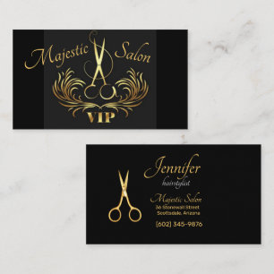 Hairstylist Gold Scissors, Swirls VIP  Business Card