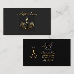 Hairstylist Gold Scissors, Swirls VIP  Business Card